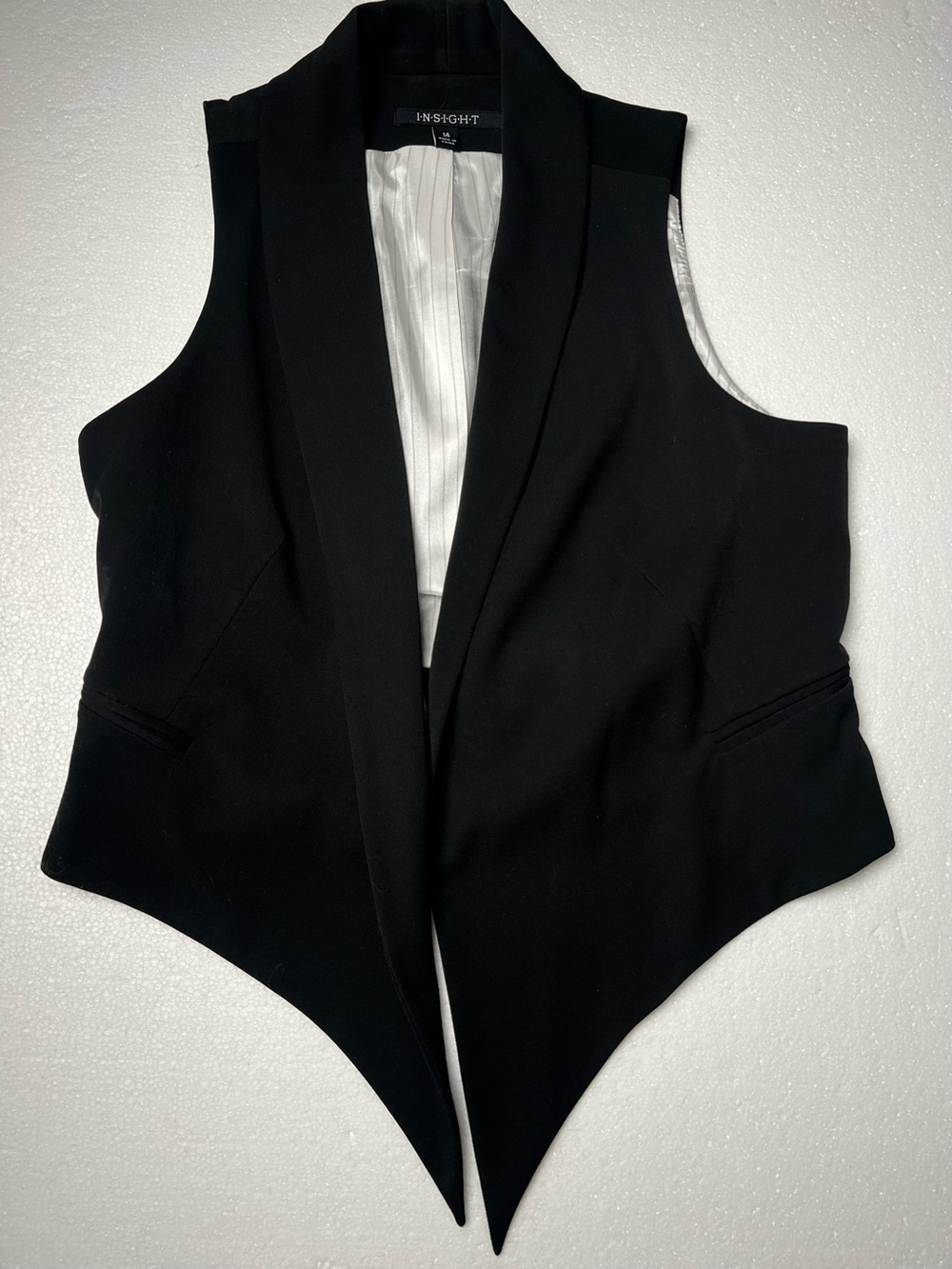 Insight Black Sleeveless Pointed Hem Vest
